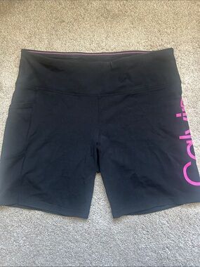 Calvin Klein Black Bike Shorts with Pink Side Logo